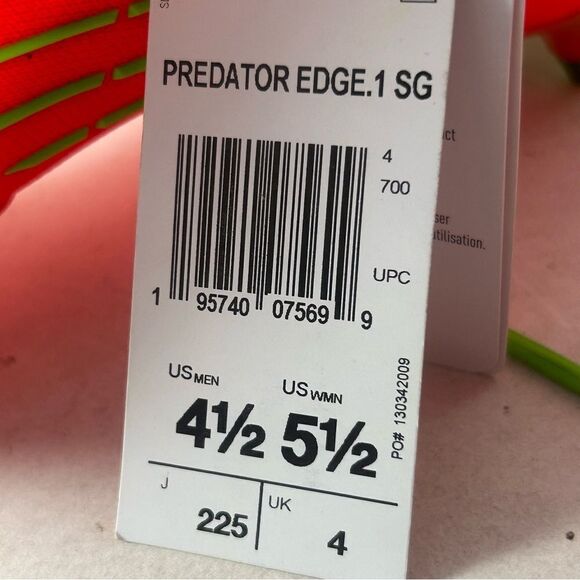 Adidas Predator Edge.1 SG Soccer Cleats Orange Size Mens 4.5 Womens 5.5 GW1016 - Picture 8 of 9